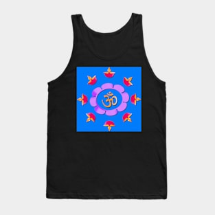 Happy Diwali greeting with diya or lights in a circle. Tank Top